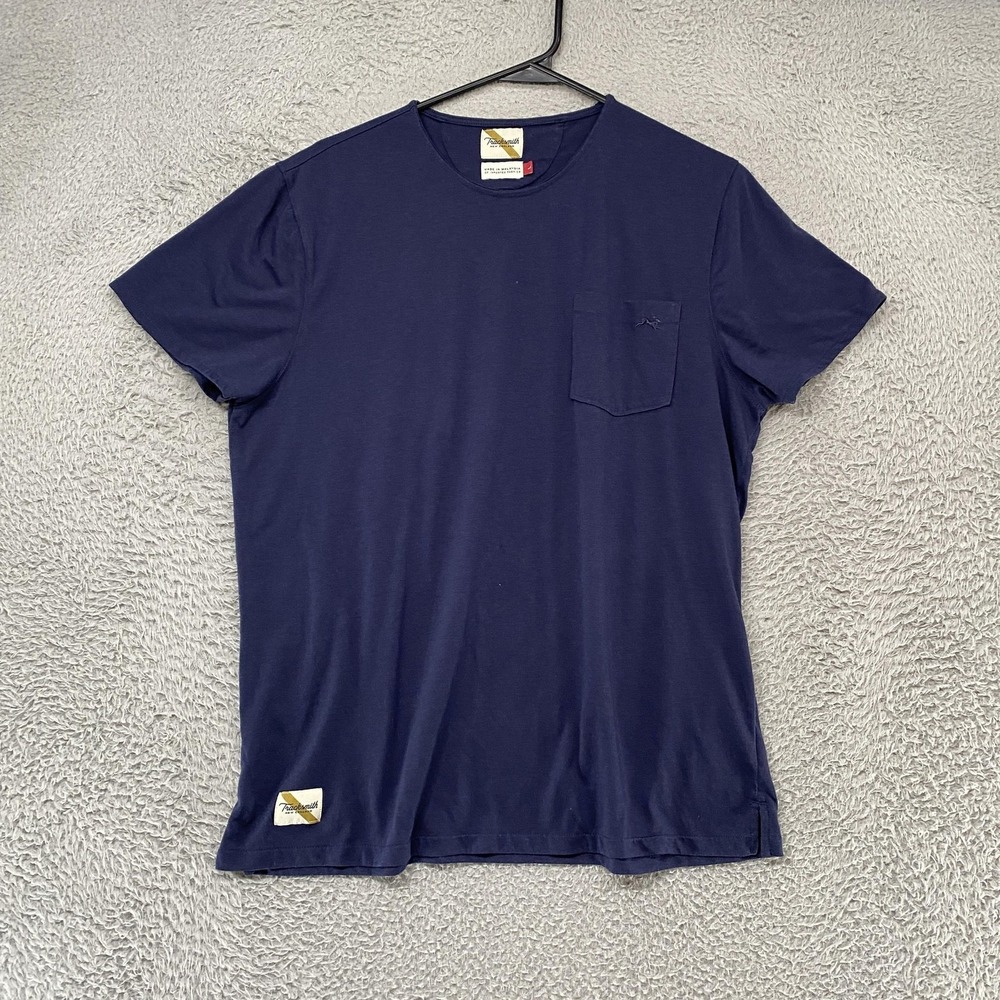 Tracksmith Shirt Mens Large Blue Short Sleeve Running Performance Tee Gym Top
